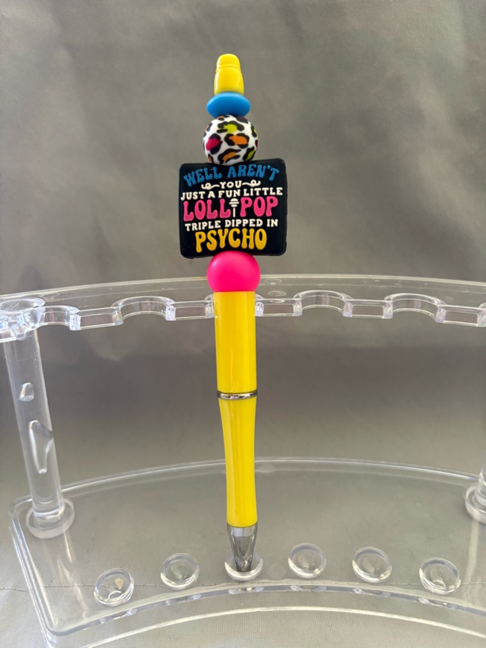Yellow Novelty Pen with Pink & Multicolor Accents